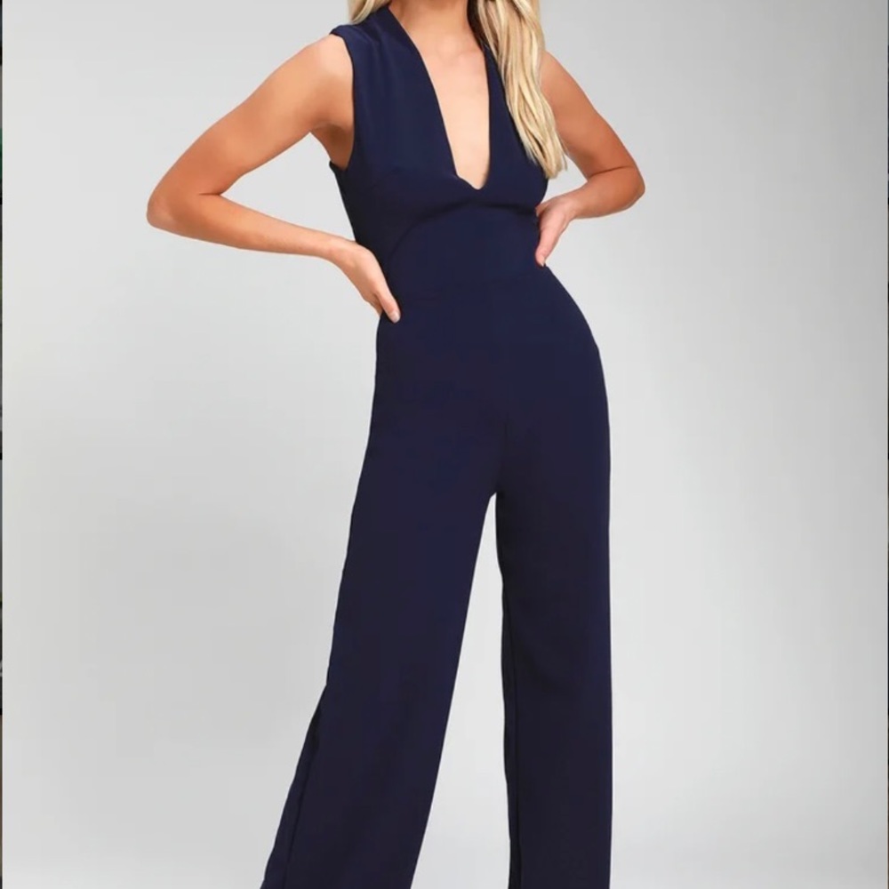 Navy Blue Backless Jumpsuit